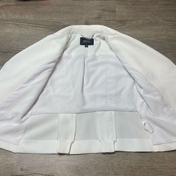 IMNYC Isaac Mizrahi White Jacket Size Small Full Zip Collared Motorcycle Texture - Picture 6 of 12